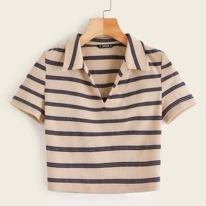 Shein striped polo crop top